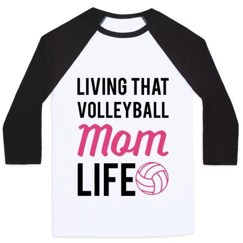 Virgin Teez  Baseball Tee Unisex Classic Baseball Tee / x-small / White/Black LIVING THAT VOLLEYBALL MOM LIFE UNISEX CLASSIC BASEBALL TEE