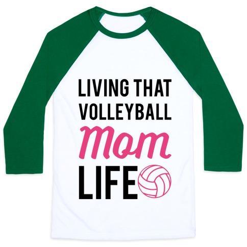 Virgin Teez  Baseball Tee Unisex Classic Baseball Tee / x-small / White/Dark Green LIVING THAT VOLLEYBALL MOM LIFE UNISEX CLASSIC BASEBALL TEE