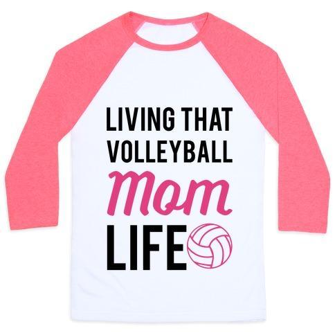 Virgin Teez  Baseball Tee Unisex Classic Baseball Tee / x-small / White/Neon Pink LIVING THAT VOLLEYBALL MOM LIFE UNISEX CLASSIC BASEBALL TEE