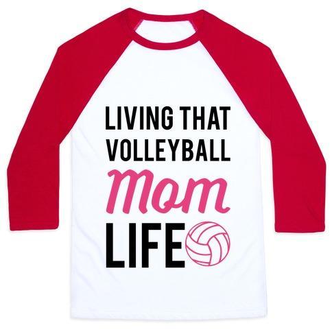 Virgin Teez  Baseball Tee Unisex Classic Baseball Tee / x-small / White/Red LIVING THAT VOLLEYBALL MOM LIFE UNISEX CLASSIC BASEBALL TEE