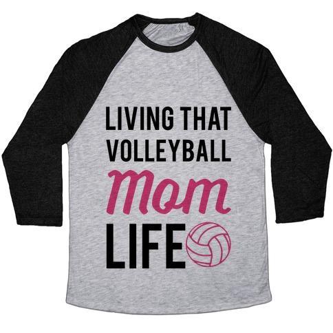 Virgin Teez  Baseball Tee Unisex Tri-Blend Baseball Tee / small / Athletic Gray / Black LIVING THAT VOLLEYBALL MOM LIFE UNISEX TRI-BLEND BASEBALL TEE