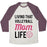Virgin Teez  Baseball Tee Unisex Tri-Blend Baseball Tee / small / Oatmeal / Maroon LIVING THAT VOLLEYBALL MOM LIFE UNISEX TRI-BLEND BASEBALL TEE