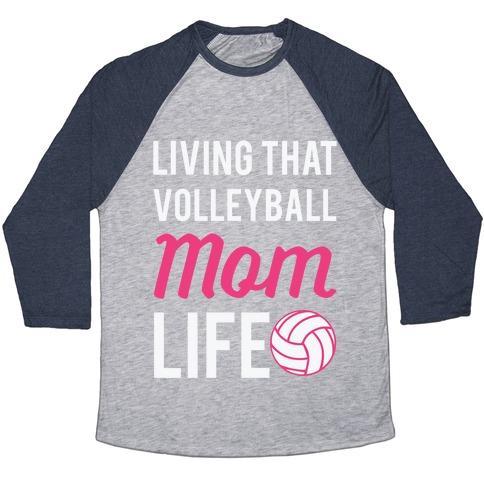 Virgin Teez  Baseball Tee Unisex Tri-Blend Baseball Tee / small / Athletic Gray / Navy LIVING THAT VOLLEYBALL MOM LIFE UNISEX TRI-BLEND BASEBALL TEE