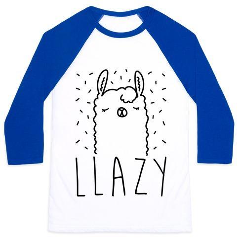 Virgin Teez  Baseball Tee Unisex Classic Baseball Tee / x-small / White/Blue LLAZY LLAMA UNISEX CLASSIC BASEBALL TEE