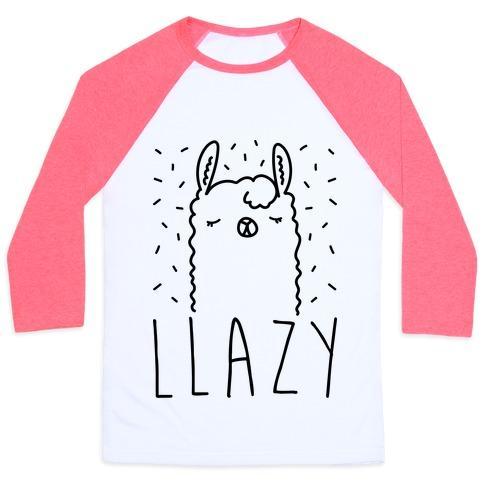 Virgin Teez  Baseball Tee Unisex Classic Baseball Tee / x-small / White/Neon Pink LLAZY LLAMA UNISEX CLASSIC BASEBALL TEE