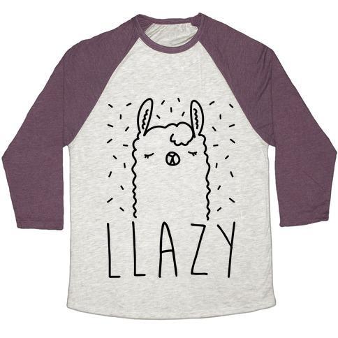 Virgin Teez  Baseball Tee Unisex Tri-Blend Baseball Tee / small / Oatmeal / Maroon LLAZY LLAMA UNISEX TRI-BLEND BASEBALL TEE