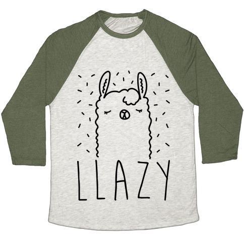 Virgin Teez  Baseball Tee Unisex Tri-Blend Baseball Tee / small / Oatmeal / Moss LLAZY LLAMA UNISEX TRI-BLEND BASEBALL TEE