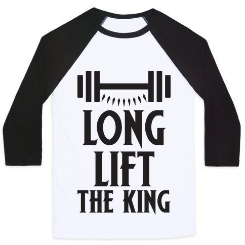 Virgin Teez  Baseball Tee Unisex Classic Baseball Tee / x-small / White/Black LONG LIFT THE KING UNISEX CLASSIC BASEBALL TEE