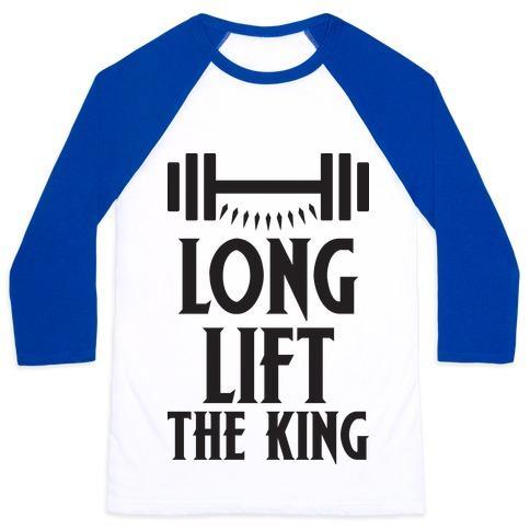 Virgin Teez  Baseball Tee Unisex Classic Baseball Tee / x-small / White/Blue LONG LIFT THE KING UNISEX CLASSIC BASEBALL TEE