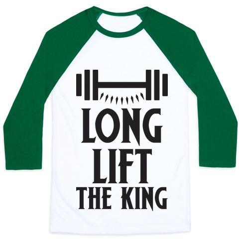 Virgin Teez  Baseball Tee Unisex Classic Baseball Tee / x-small / White/Dark Green LONG LIFT THE KING UNISEX CLASSIC BASEBALL TEE