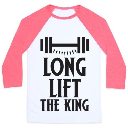 Virgin Teez  Baseball Tee Unisex Classic Baseball Tee / x-small / White/Neon Pink LONG LIFT THE KING UNISEX CLASSIC BASEBALL TEE