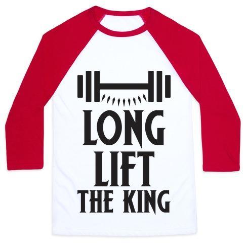 Virgin Teez  Baseball Tee Unisex Classic Baseball Tee / x-small / White/Red LONG LIFT THE KING UNISEX CLASSIC BASEBALL TEE