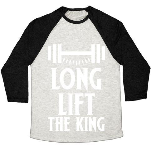 Virgin Teez  Baseball Tee Unisex Tri-Blend Baseball Tee / small / Oatmeal / Black LONG LIFT THE KING UNISEX TRI-BLEND BASEBALL TEE
