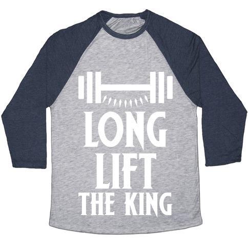 Virgin Teez  Baseball Tee Unisex Tri-Blend Baseball Tee / small / Athletic Gray / Navy LONG LIFT THE KING UNISEX TRI-BLEND BASEBALL TEE