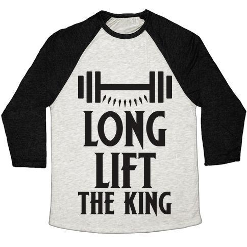 Virgin Teez  Baseball Tee Unisex Tri-Blend Baseball Tee / small / Oatmeal / Black LONG LIFT THE KING UNISEX TRI-BLEND BASEBALL TEE