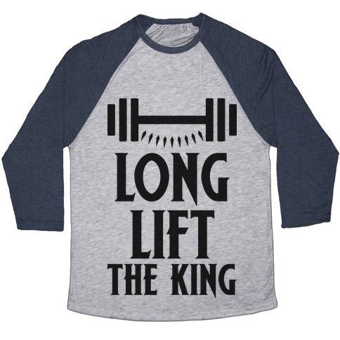 Virgin Teez  Baseball Tee Unisex Tri-Blend Baseball Tee / small / Athletic Gray / Navy LONG LIFT THE KING UNISEX TRI-BLEND BASEBALL TEE