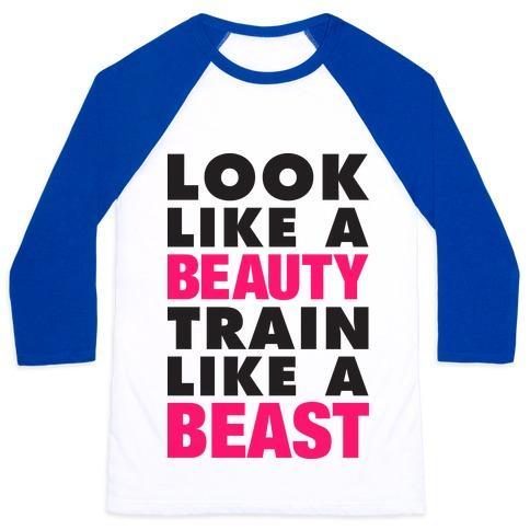 Virgin Teez  Baseball Tee Unisex Classic Baseball Tee / x-small / White/Blue LOOK LIKE A BEAUTY, TRAIN LIKE A BEAST UNISEX CLASSIC BASEBALL TEE
