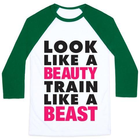 Virgin Teez  Baseball Tee Unisex Classic Baseball Tee / x-small / White/Dark Green LOOK LIKE A BEAUTY, TRAIN LIKE A BEAST UNISEX CLASSIC BASEBALL TEE