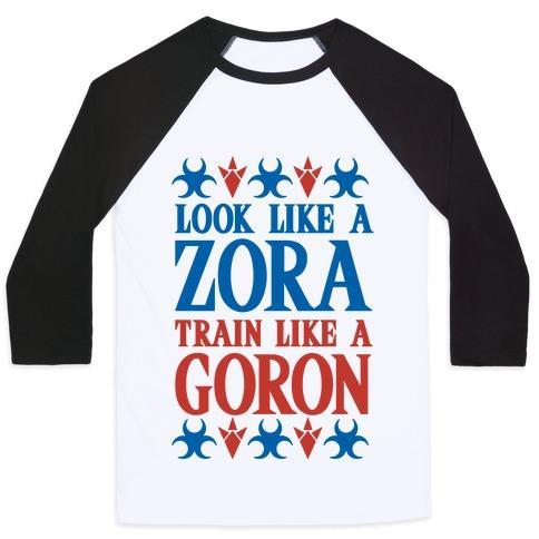 Virgin Teez  Baseball Tee Unisex Classic Baseball Tee / x-small / White/Black LOOK LIKE A ZORA TRAIN LIKE A GORON UNISEX CLASSIC BASEBALL TEE
