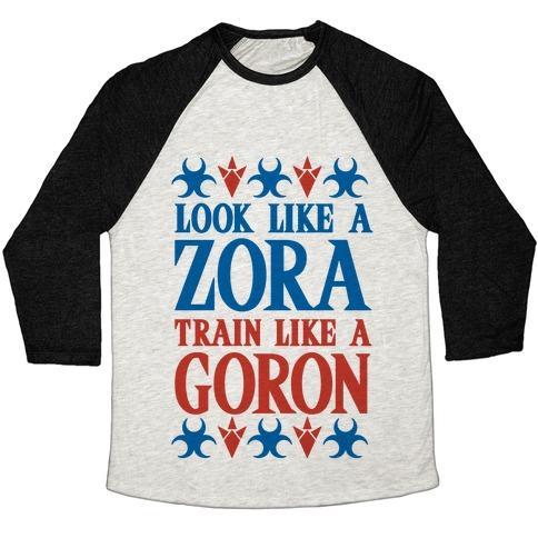 Virgin Teez  Baseball Tee Unisex Tri-Blend Baseball Tee / small / Oatmeal / Black LOOK LIKE A ZORA TRAIN LIKE A GORON UNISEX TRI-BLEND BASEBALL TEE