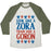 Virgin Teez  Baseball Tee Unisex Tri-Blend Baseball Tee / small / Oatmeal / Moss LOOK LIKE A ZORA TRAIN LIKE A GORON UNISEX TRI-BLEND BASEBALL TEE