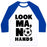 Virgin Teez  Baseball Tee Unisex Classic Baseball Tee / x-small / White/Blue LOOK MA, NO HANDS (SOCCER) UNISEX CLASSIC BASEBALL TEE
