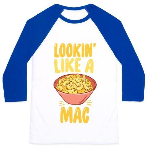 Virgin Teez  Baseball Tee Unisex Classic Baseball Tee / x-small / White/Blue LOOKIN' LIKE A MAC UNISEX CLASSIC BASEBALL TEE