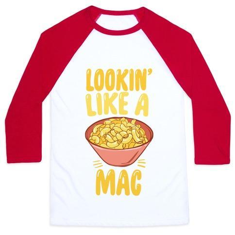 Virgin Teez  Baseball Tee Unisex Classic Baseball Tee / x-small / White/Red LOOKIN' LIKE A MAC UNISEX CLASSIC BASEBALL TEE