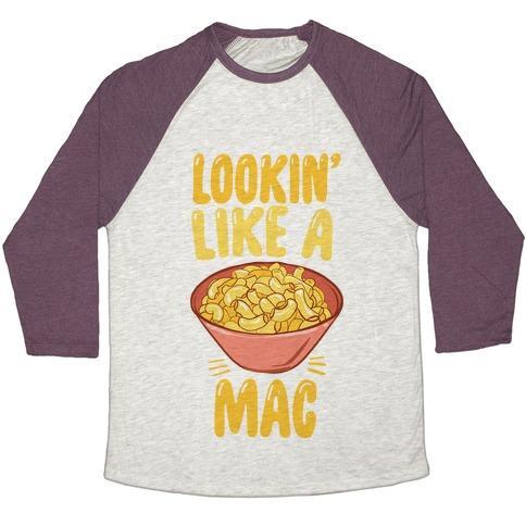 Virgin Teez  Baseball Tee Unisex Tri-Blend Baseball Tee / small / Oatmeal / Maroon LOOKIN' LIKE A MAC UNISEX TRI-BLEND BASEBALL TEE