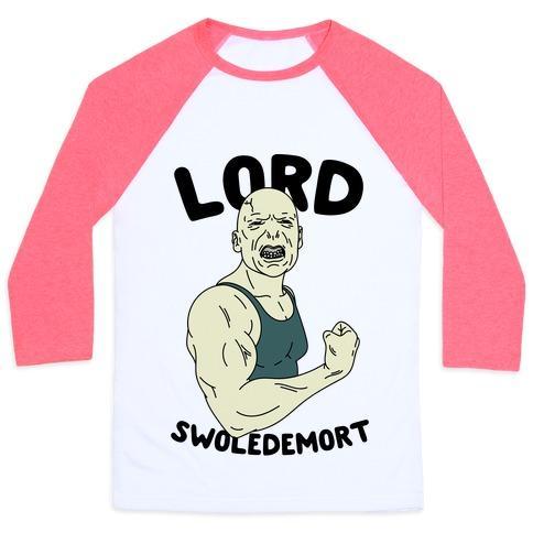 Virgin Teez  Baseball Tee Unisex Classic Baseball Tee / x-small / White/Neon Pink LORD SWOLEDEMORT UNISEX CLASSIC BASEBALL TEE
