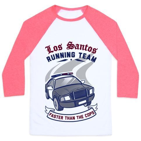 Virgin Teez  Baseball Tee Unisex Classic Baseball Tee / x-small / White/Neon Pink LOS SANTOS RUNNING TEAM UNISEX CLASSIC BASEBALL TEE