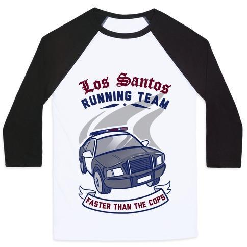 Virgin Teez  Baseball Tee Unisex Classic Baseball Tee / x-small / White/Black LOS SANTOS RUNNING TEAM UNISEX CLASSIC BASEBALL TEE