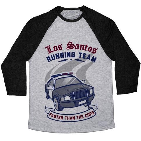 Virgin Teez  Baseball Tee Unisex Tri-Blend Baseball Tee / small / Athletic Gray / Black LOS SANTOS RUNNING TEAM UNISEX TRI-BLEND BASEBALL TEE
