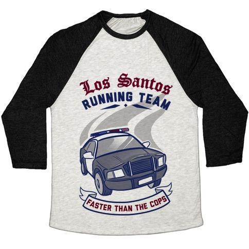 Virgin Teez  Baseball Tee Unisex Tri-Blend Baseball Tee / small / Oatmeal / Black LOS SANTOS RUNNING TEAM UNISEX TRI-BLEND BASEBALL TEE