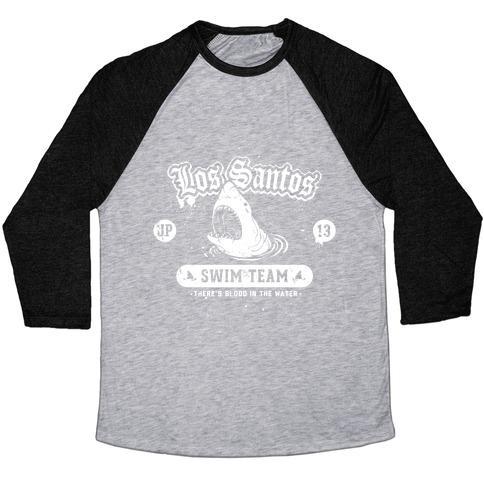 Virgin Teez  Baseball Tee Unisex Tri-Blend Baseball Tee / small / Athletic Gray / Black LOS SANTOS SWIM TEAM UNISEX TRI-BLEND BASEBALL TEE