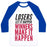 Virgin Teez  Baseball Tee Unisex Classic Baseball Tee / x-small / White/Blue LOSERS LET IT HAPPEN WINNERS MAKE IT HAPPEN UNISEX CLASSIC BASEBALL TEE