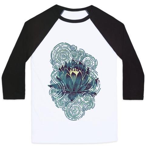 Virgin Teez  Baseball Tee Unisex Classic Baseball Tee / x-small / White/Black LOTUS FLOWER UNISEX CLASSIC BASEBALL TEE