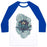 Virgin Teez  Baseball Tee Unisex Classic Baseball Tee / x-small / White/Blue LOTUS FLOWER UNISEX CLASSIC BASEBALL TEE