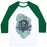 Virgin Teez  Baseball Tee Unisex Classic Baseball Tee / x-small / White/Dark Green LOTUS FLOWER UNISEX CLASSIC BASEBALL TEE