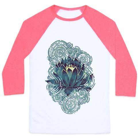 Virgin Teez  Baseball Tee Unisex Classic Baseball Tee / x-small / White/Neon Pink LOTUS FLOWER UNISEX CLASSIC BASEBALL TEE