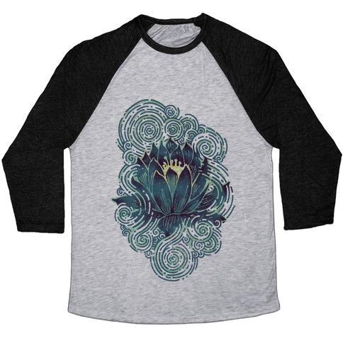 Virgin Teez  Baseball Tee Unisex Tri-Blend Baseball Tee / small / Athletic Gray / Black LOTUS FLOWER UNISEX TRI-BLEND BASEBALL TEE