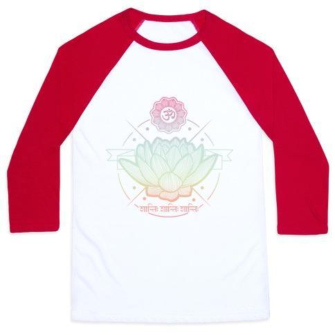 Virgin Teez  Baseball Tee Unisex Classic Baseball Tee / x-small / White/Red LOTUS UNISEX CLASSIC BASEBALL TEE