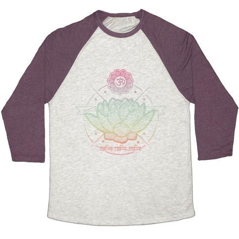 Virgin Teez  Baseball Tee Unisex Tri-Blend Baseball Tee / small / Oatmeal / Maroon LOTUS UNISEX TRI-BLEND BASEBALL TEE
