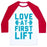 Virgin Teez  Baseball Tee Unisex Classic Baseball Tee / x-small / White/Red LOVE AT FIRST LIFT UNISEX CLASSIC BASEBALL TEE