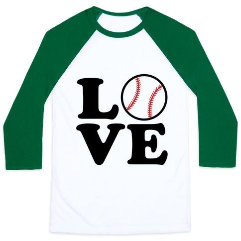 Virgin Teez  Baseball Tee Unisex Classic Baseball Tee / x-small / White/Dark Green LOVE BASEBALL UNISEX CLASSIC BASEBALL TEE