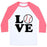 Virgin Teez  Baseball Tee Unisex Classic Baseball Tee / x-small / White/Neon Pink LOVE BASEBALL UNISEX CLASSIC BASEBALL TEE