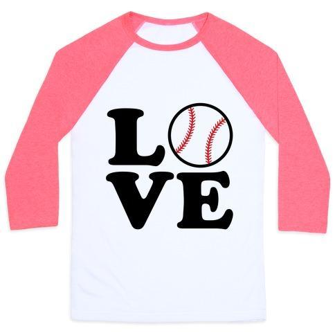 Virgin Teez  Baseball Tee Unisex Classic Baseball Tee / x-small / White/Neon Pink LOVE BASEBALL UNISEX CLASSIC BASEBALL TEE