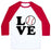 Virgin Teez  Baseball Tee Unisex Classic Baseball Tee / x-small / White/Red LOVE BASEBALL UNISEX CLASSIC BASEBALL TEE
