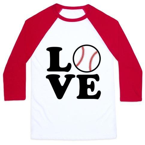 Virgin Teez  Baseball Tee Unisex Classic Baseball Tee / x-small / White/Red LOVE BASEBALL UNISEX CLASSIC BASEBALL TEE