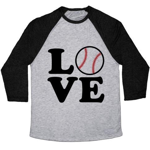 Virgin Teez  Baseball Tee Unisex Tri-Blend Baseball Tee / small / Athletic Gray / Black LOVE BASEBALL UNISEX TRI-BLEND BASEBALL TEE
